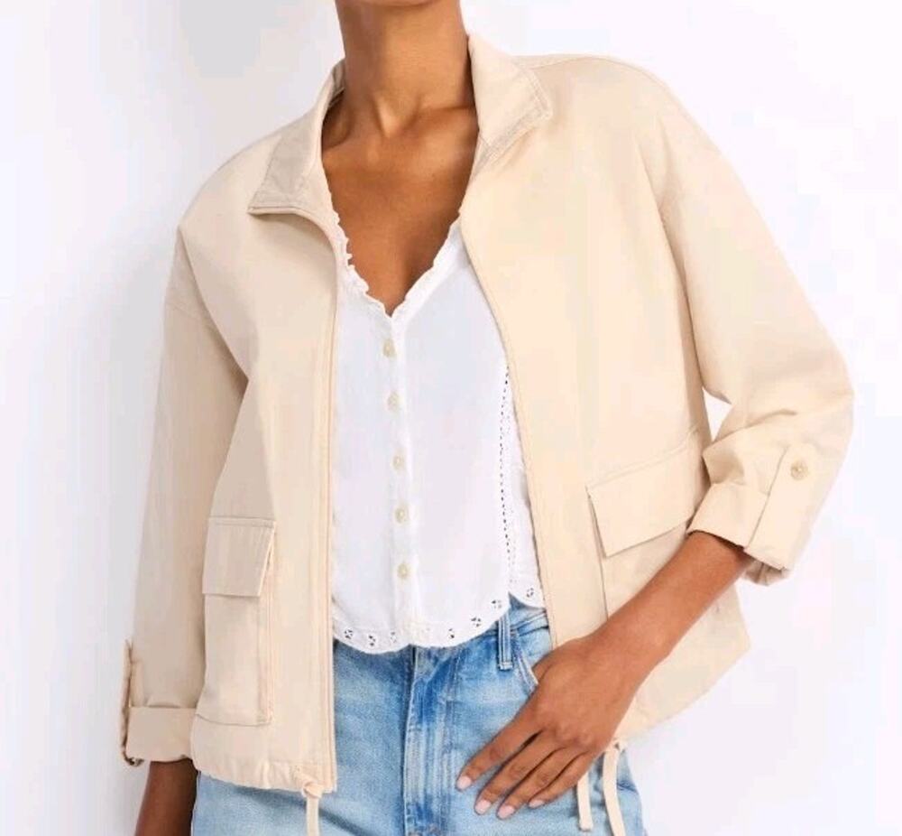 Market & Spruce Zip-Front Light Rain Jacket Beige Tan Medium NWT Stitch Fix